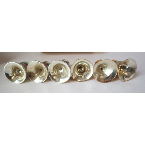 6 Vintage Mercury Glass Bells with Clacker Christmas Ornaments Hand Painted Mica - Picture 4 of 4